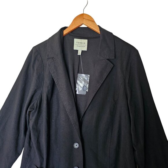 Torrid Linen Relaxed Fit Blazer Plus Size 2X NWT Lined Double‎ Button Front - Picture 4 of 13